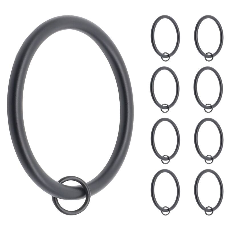 Meriville 2.5" Inner Diameter Metal Curtain Rings with Eyelets - Black - Set of 8