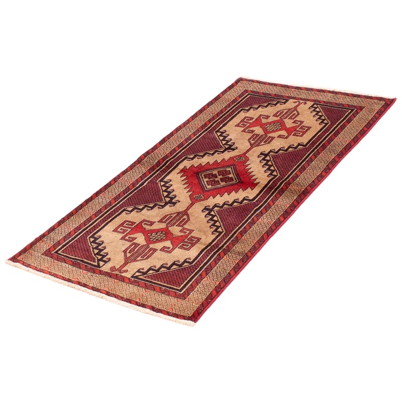 ECARPETGALLERY Hand-knotted Royal Baluch Tan Wool Rug - 3'2 x 6'2