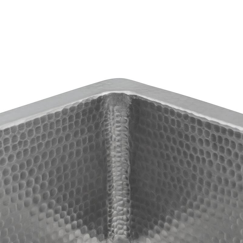 16" Square Hammered Copper Bar/Prep Sink in Nickel w/ 3.5" Drain Opening, Matching Drain and Accessories