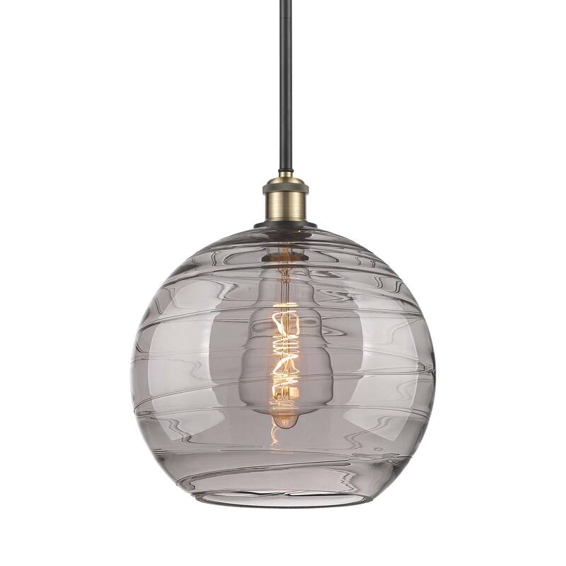 Innovations Lighting 516-1S-14-12 Athens Deco Swirl Pendant Athens - Black Antique Brass / Light Smoke Deco Swirl