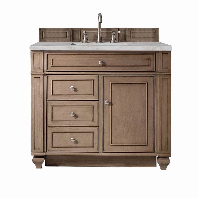 James Martin Vanities 157-V36-3VSL Bristol 36" Single Basin Walnut - Whitewashed Walnut