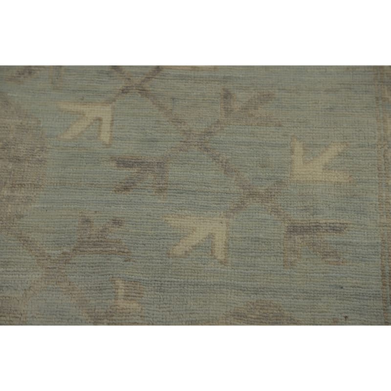 Vegetable Dye Wool Oushak Turkish Area Rug, Floral Geometric Carpet - 11' 11'' X 9' 1''