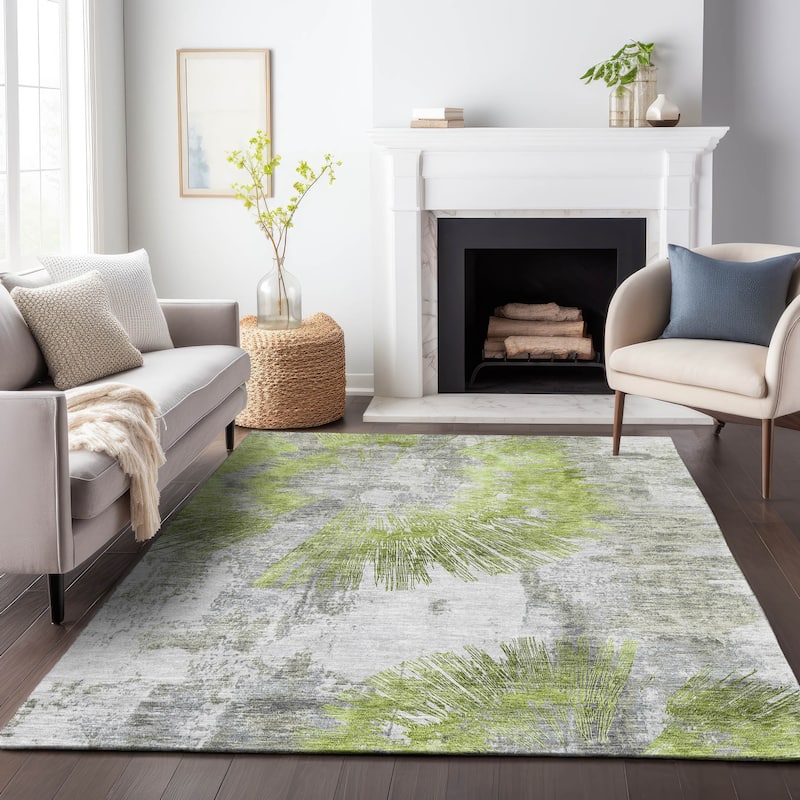 Machine Washable Indoor/ Outdoor Chantille Contemporary Starburst Rug