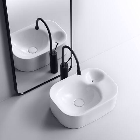 Eridanus Ceramic Bathroom Vessel Sink Small Basin with Soap Holder