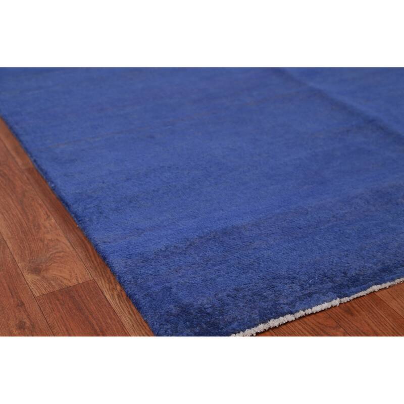 Hand Knotted Oriental 100% Wool Carpet Modern Solid Navy Blue & Blues Gabbeh Area Rug - 12' 0'' X 9' 0''