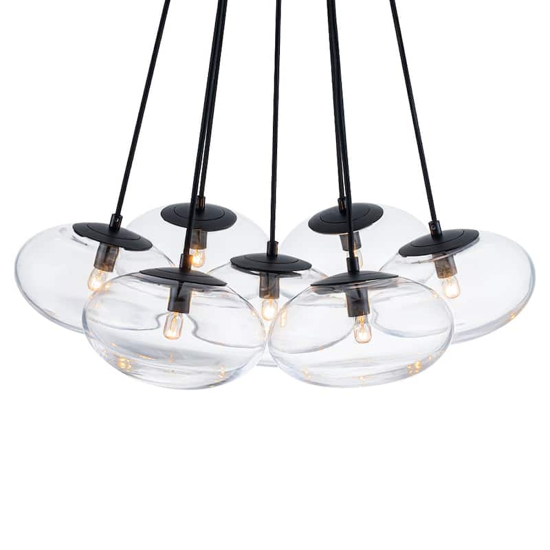 Minimalist 7-Light Glass Globe Bubble Cluster Pendant Chandelier