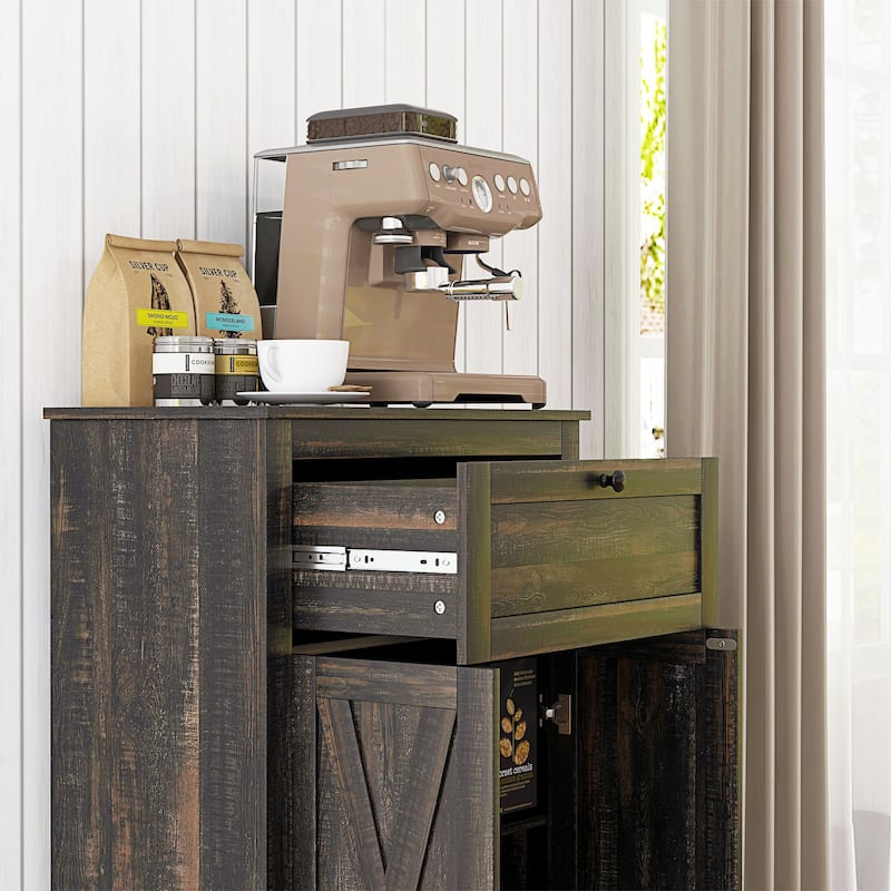 Farmhouse Barn Door Accent Cabinet Sideboard