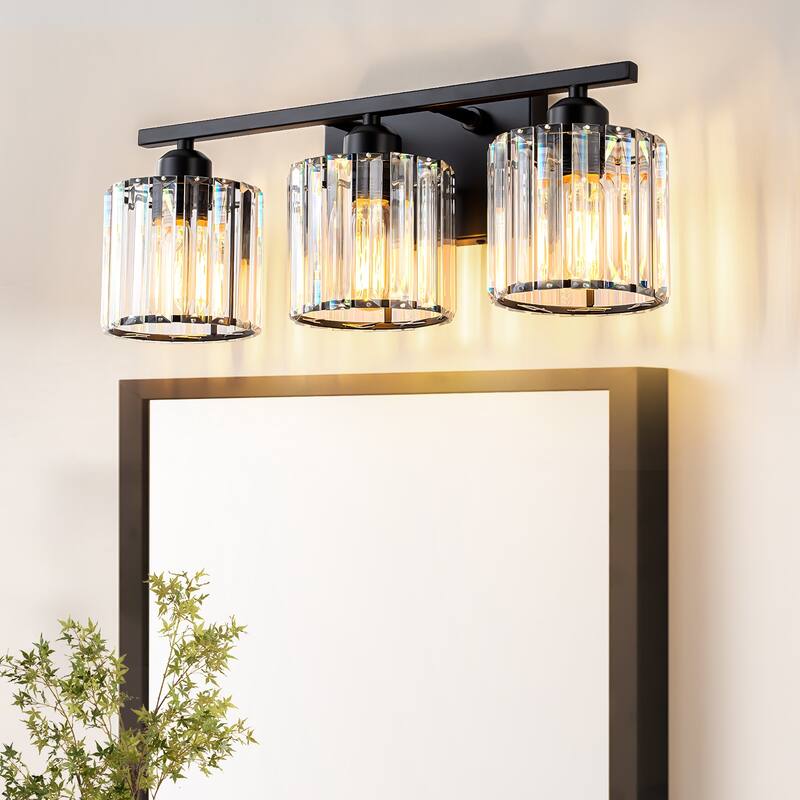 Starsky 3-Light 19inch Modern Bathroom Glass Crystal Vanity Light Wall Sconces