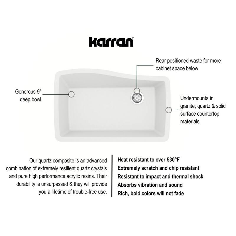 Karran Undermount Quartz Composite 33 in. Single Bowl Kitchen Sink with Accessories