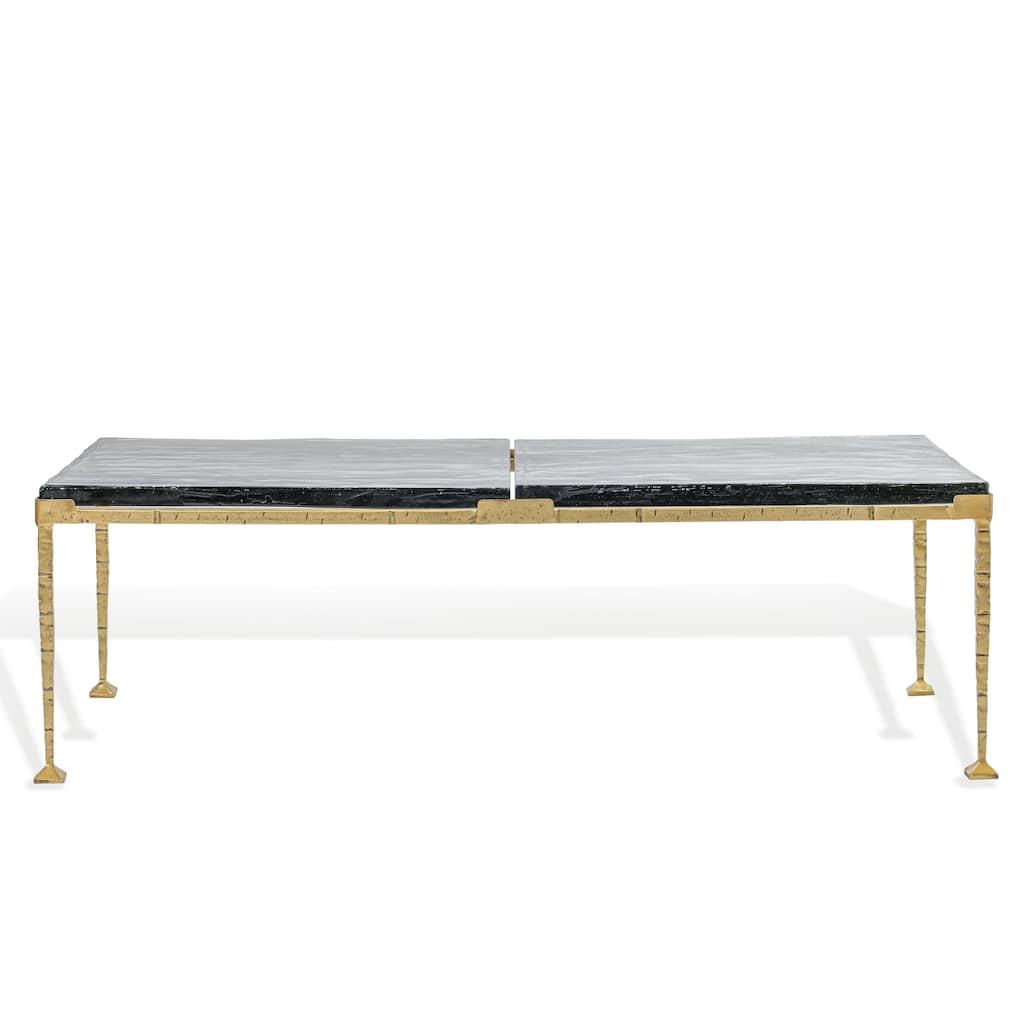 SAFAVIEH Couture Karmelina Rectangular Coffee Table with Smoked Glass Top - 50"W x 25"D x 16"H