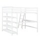 preview thumbnail 6 of 6, White Full Pine Loft Bed with Desk, Ladder, Shelves, High Guard Rails
