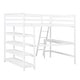 preview thumbnail 6 of 6, White Full Size Pine Wood Loft Bed with Desk, Ladder, and Shelves, High Guard Rails