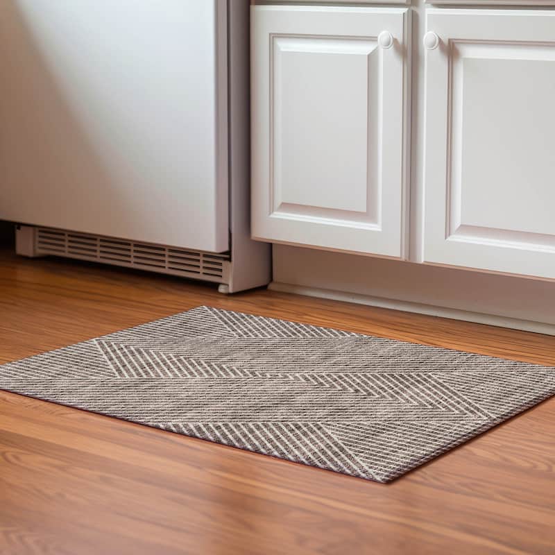 Premium Washable Super Soft Modern Geo Mayfield Rug - Brown - 1'8" x 2'6"