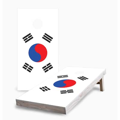 South Korean Flag Corn Hole Board Set w Case & Lights