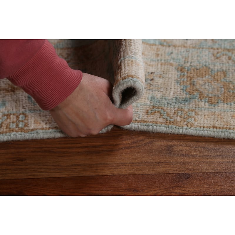 Geometric Oushak Turkish Oriental Wool Rug Hand-knotted Bedroom Carpet - 3'0" x 3'10"