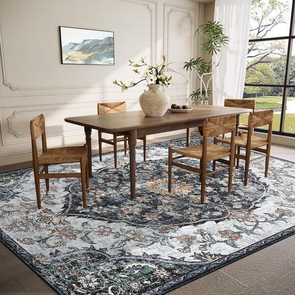 Garvee Washable Mandala Medallion Print Area Rug - On Sale - Bed