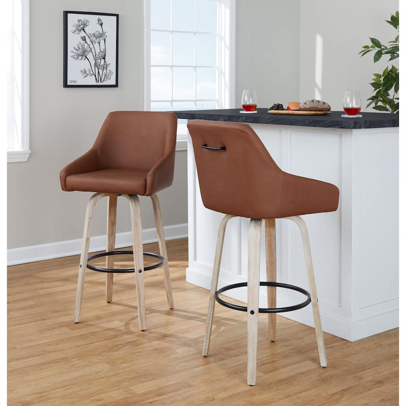 The Gray Barn Hadley 30" Fixed-Height Bar Stool with Bent Wood Legs & Round Footrest (Set of 2)