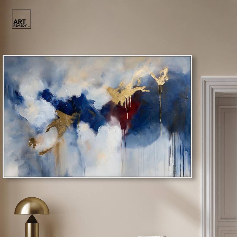Eclipse of Gold and Blue Canvas by Art Remedy