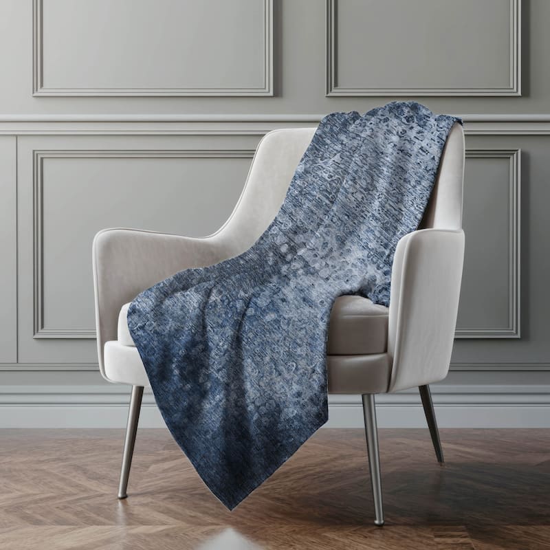 Premium Machine Washable Abstract Solid Sherpa Throw Blanket - Blue - 4'2" x 5'10"