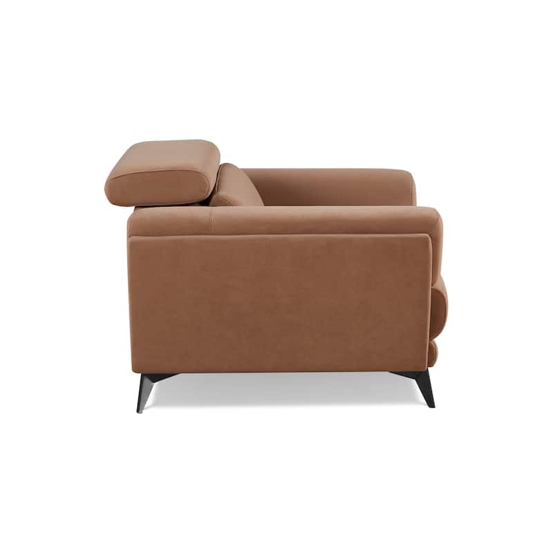 Contemporary Brown Living Room Chair with Adjustable Headrest