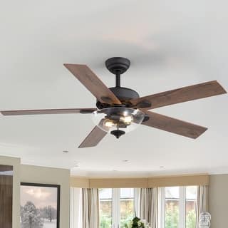52" Reversible 5-Blade Glass Shade Ceiling Fan with Light and Remote