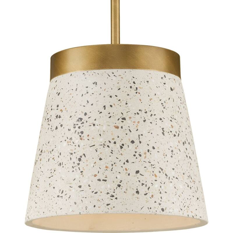 Terrazzo Collection 1-Light Distressed Brass Sand Terrazzo Global Hanging Pendant Light - 10 in x 10 in x 9.375 in - 10 in x 10 in x 9.375 in