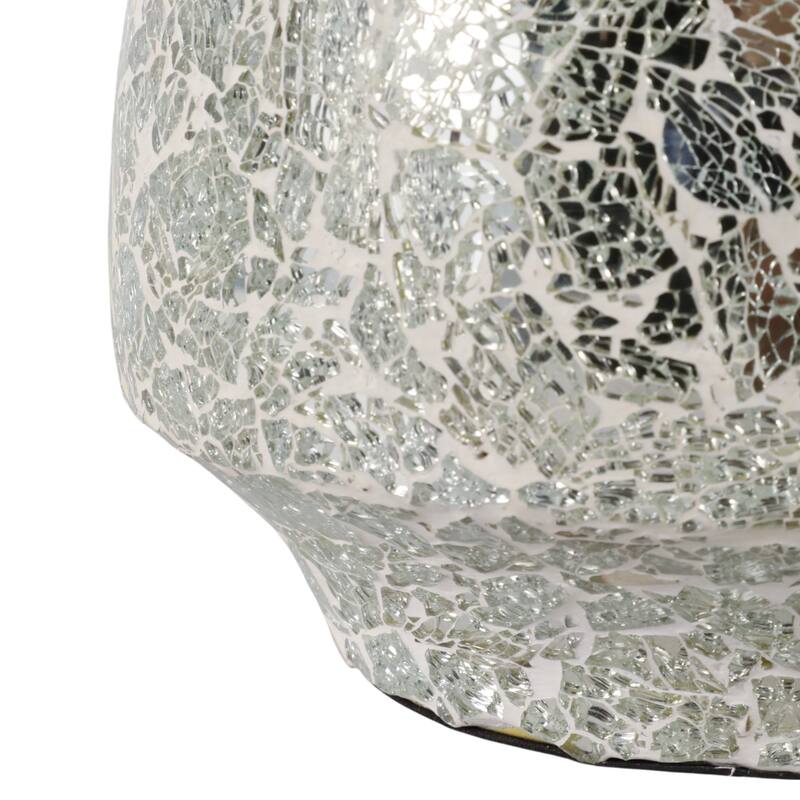 Metal Planters Mirrored Mosaic Surface Modern Accent Home (Set of 2)