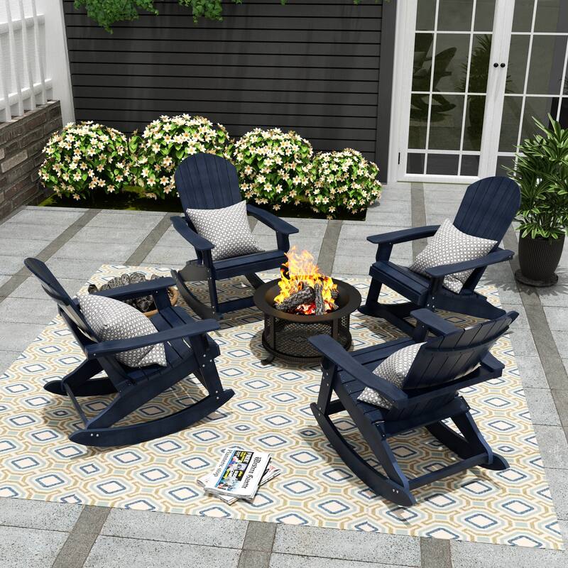 Vineyard HIPS Outdoor Eco-Friendly All Weather Seashell Rocking Adirondack Chairs (Set of 4)