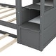 preview thumbnail 11 of 10, Wood Bunk Bed with Twin Trundle and 3 Storage Stairs, Grey
