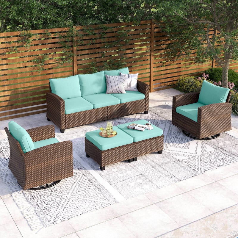 5/9-Seat Patio Furniture Wicker Rattan Outdoor Deep Seating Sectional Sofa Large Conversation Set