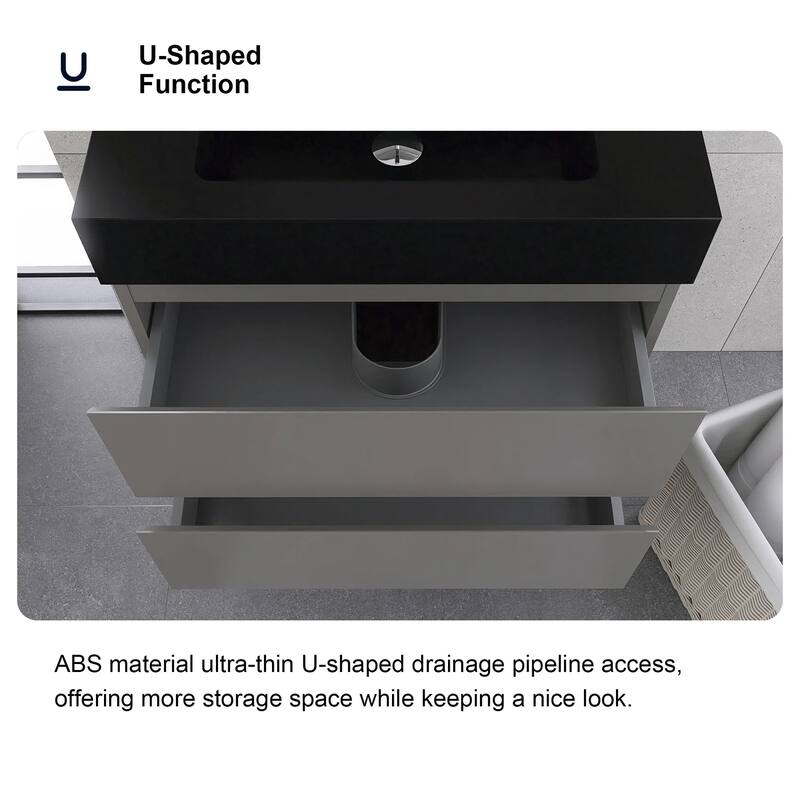 Single Sink Floating Bath Vanity in with Solid Surface Top