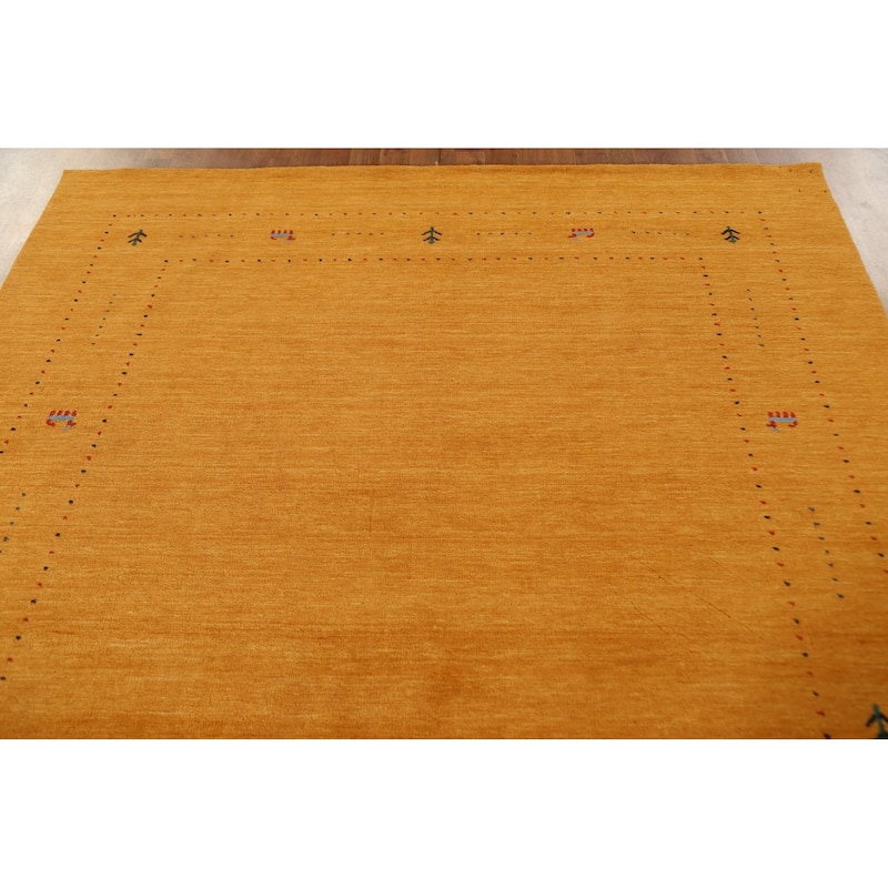 Orange Rust Gabbeh Oriental Area Rug Handmade Wool Carpet - 6'8"x 9'9"