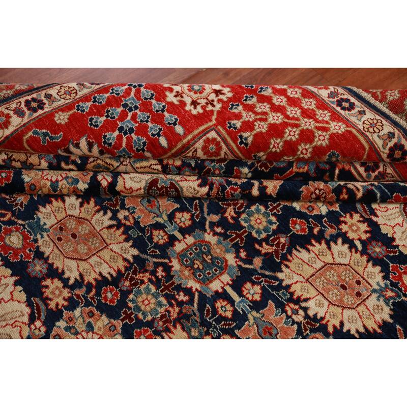 Vegetable Dye Navy Blue Heriz Serapi Oriental Rug Handmade Wool Carpet - 8'4"x 9'10"