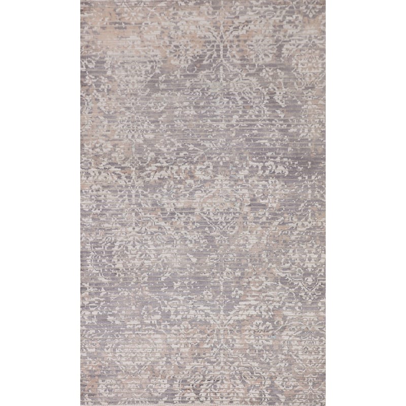 Beige Striped Abstract Oriental Accent Rug Handmade Wool Carpet - 2'9"x 4'10"