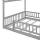 preview thumbnail 15 of 17, Modern Wooden Full Size House Bed Frame with Fence