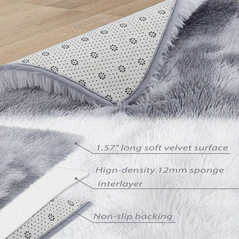 Garvee Shag Fluffy Area Rug Modern Indoor Plush Shaggy Carpet - 2' x 8' Runner - Light Grey