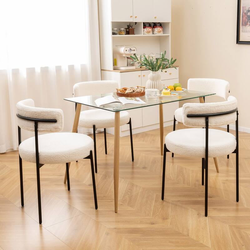 Gymax Round Dining Chairs Set of 4 w/ Curved Backrest Filled Sponge