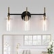 preview thumbnail 1 of 20, Modern Black Gold Bathroom Vanity Light Dimmable Wall Sconces with Cylinder Glass 3-Light
