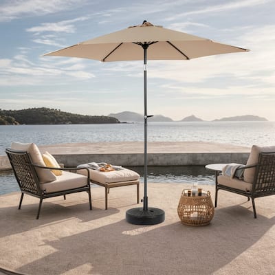 9FT Outdoor Patio Umbrella Outdoor Table Umbrella with Push Button Tilt and Crank, Market Umbrella (Base Not Included)