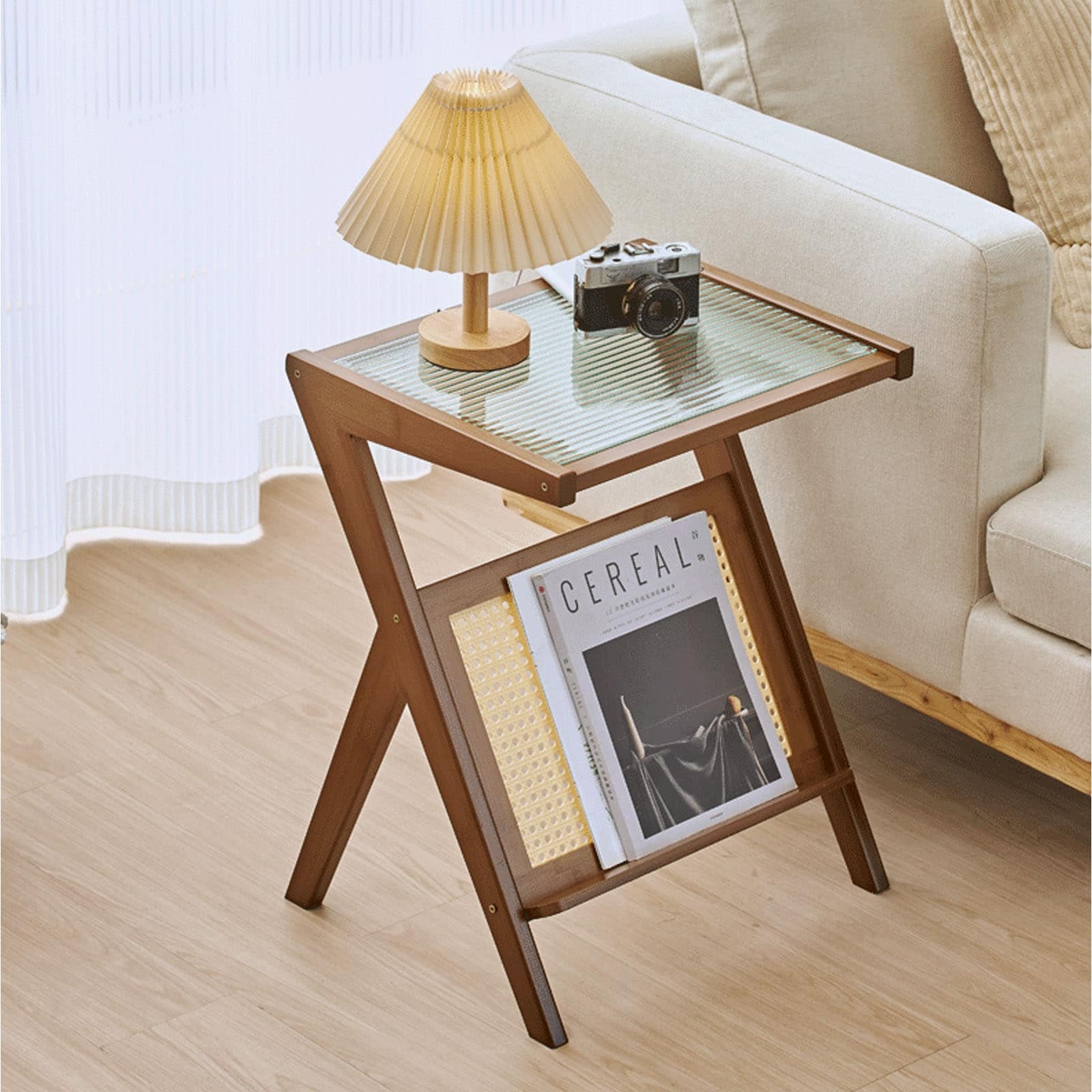 End table with lamp deals and magazine rack