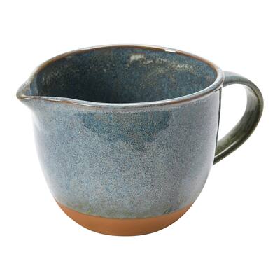 Quart Stoneware Batter Bowl with Reactive Glaze Finish with Handle