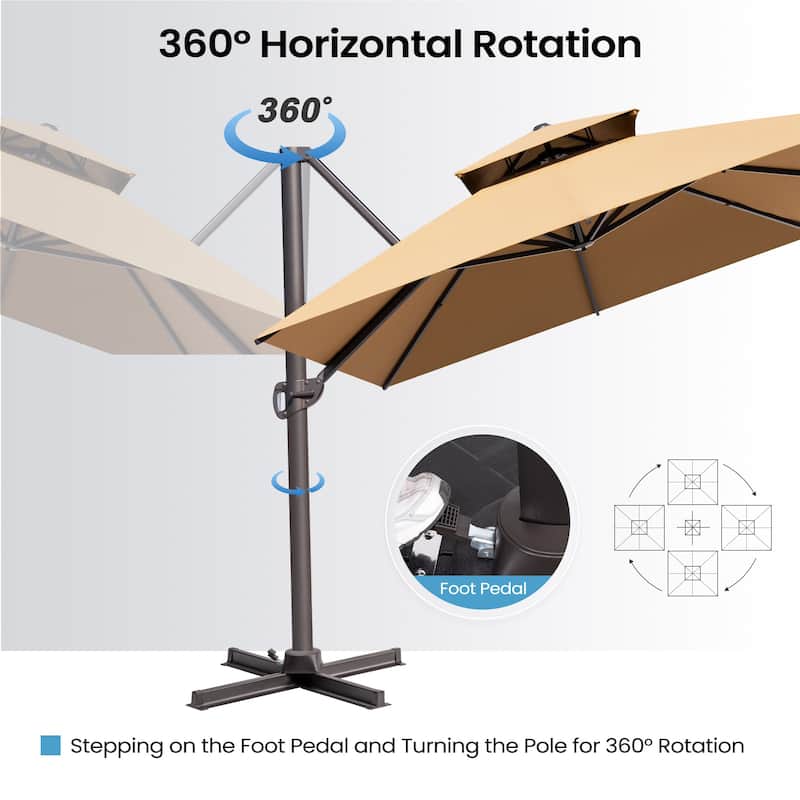Crestlive Products 10 x 13ft Outdoor Patio Cantilever Umbrella with Base