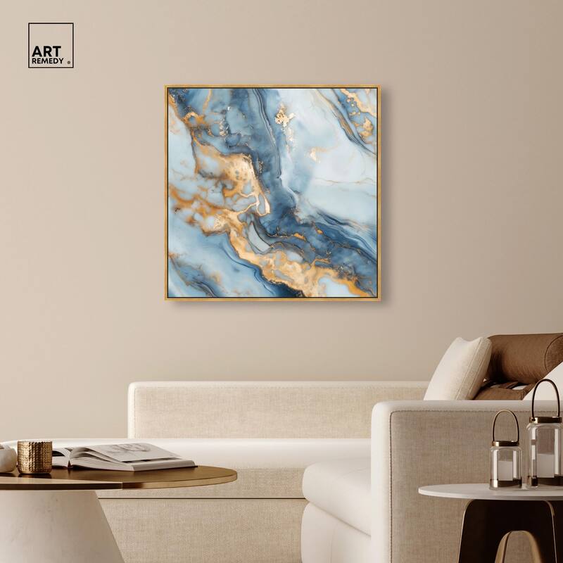 Golden Cloud Marble Canvas by Art Remedy