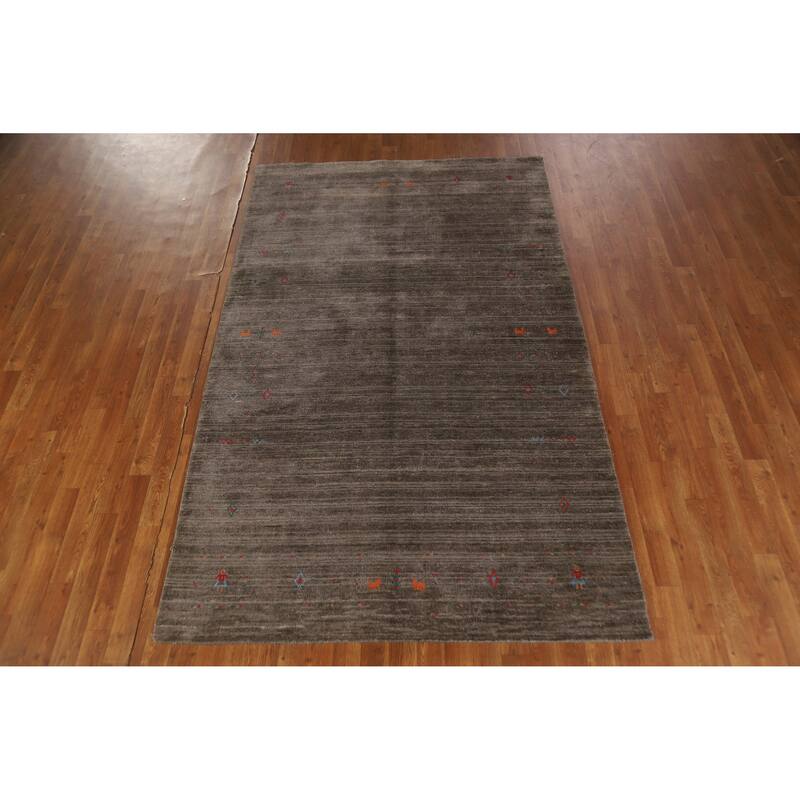Hand Knotted Oriental 100% Wool Carpet Tribal Tribal Brown Gabbeh Area Rug - 8' 1'' X 5' 0''