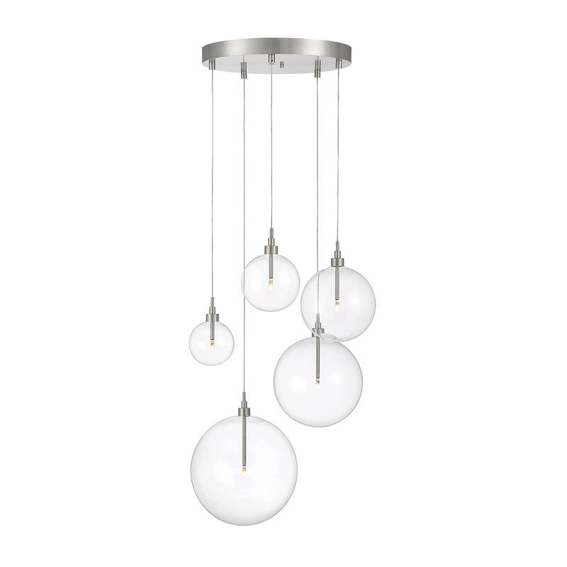 Bellevue SH10099 5 Light 28" Wide LED Multi Light Pendant - Brushed Nickel