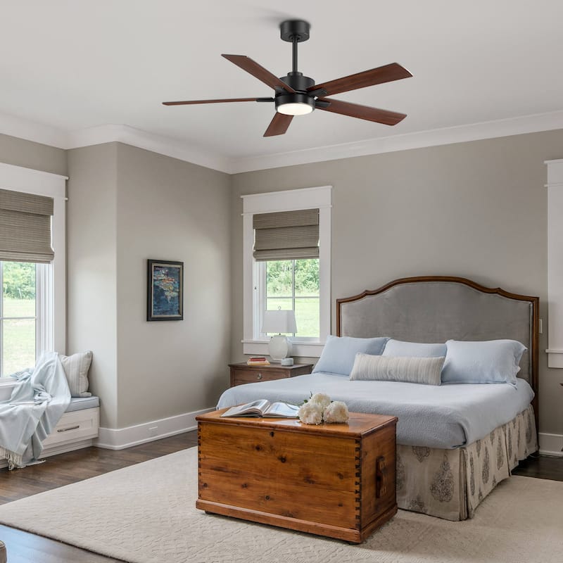 52 Inch Integrated Ceiling Fan with LED Light and Remote(5-Blades)