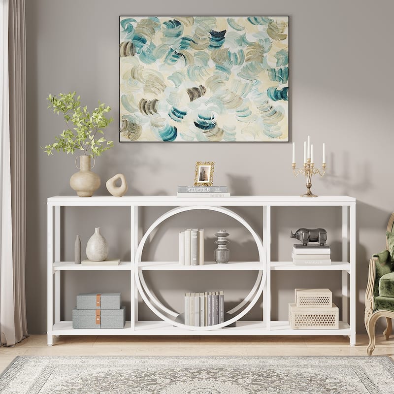 70.9 Inches Extra Long Sofa Tables, Wood Console Table with 3 Tiers Shelves - 11.75" * 70.9"