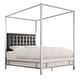 preview thumbnail 7 of 8, Solivita King-size Canopy Chrome Metal Poster Bed by iNSPIRE Q Bold Tufted Black Bonded Leather - King