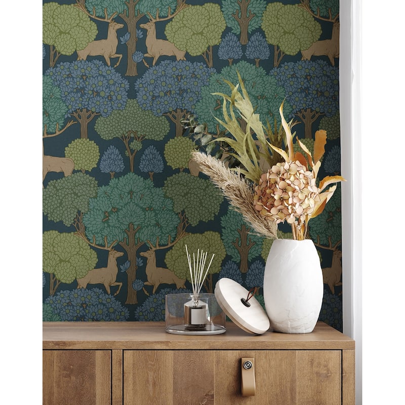 Forest of Arden Blue Deer Wallpaper