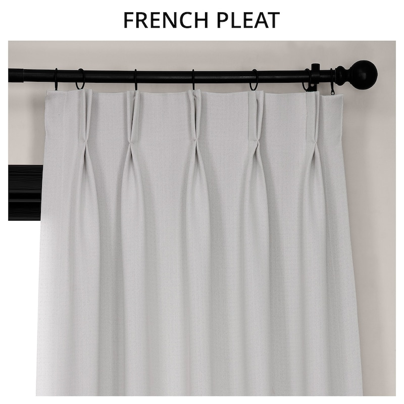 Exclusive Fabrics French Pleated Textured Faux Linen Room Darkening Curtains for Bedroom & Living Room Curtains (1 Panel)